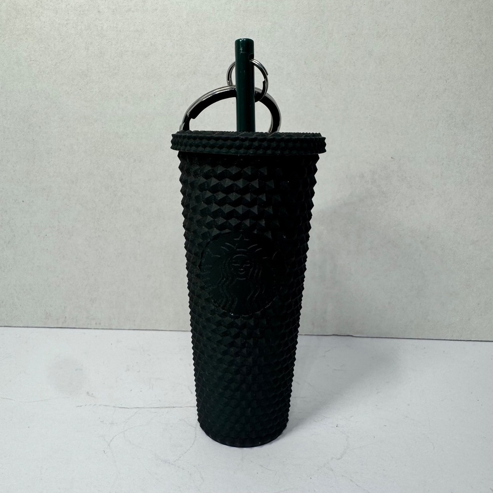 Starbucks Matte Black Studded Tumbler Keychain Mini Cold‎ Cup Siren Logo 4 Inch